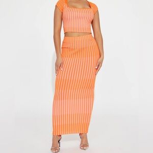 Orange ombré high waisted maxi skirt